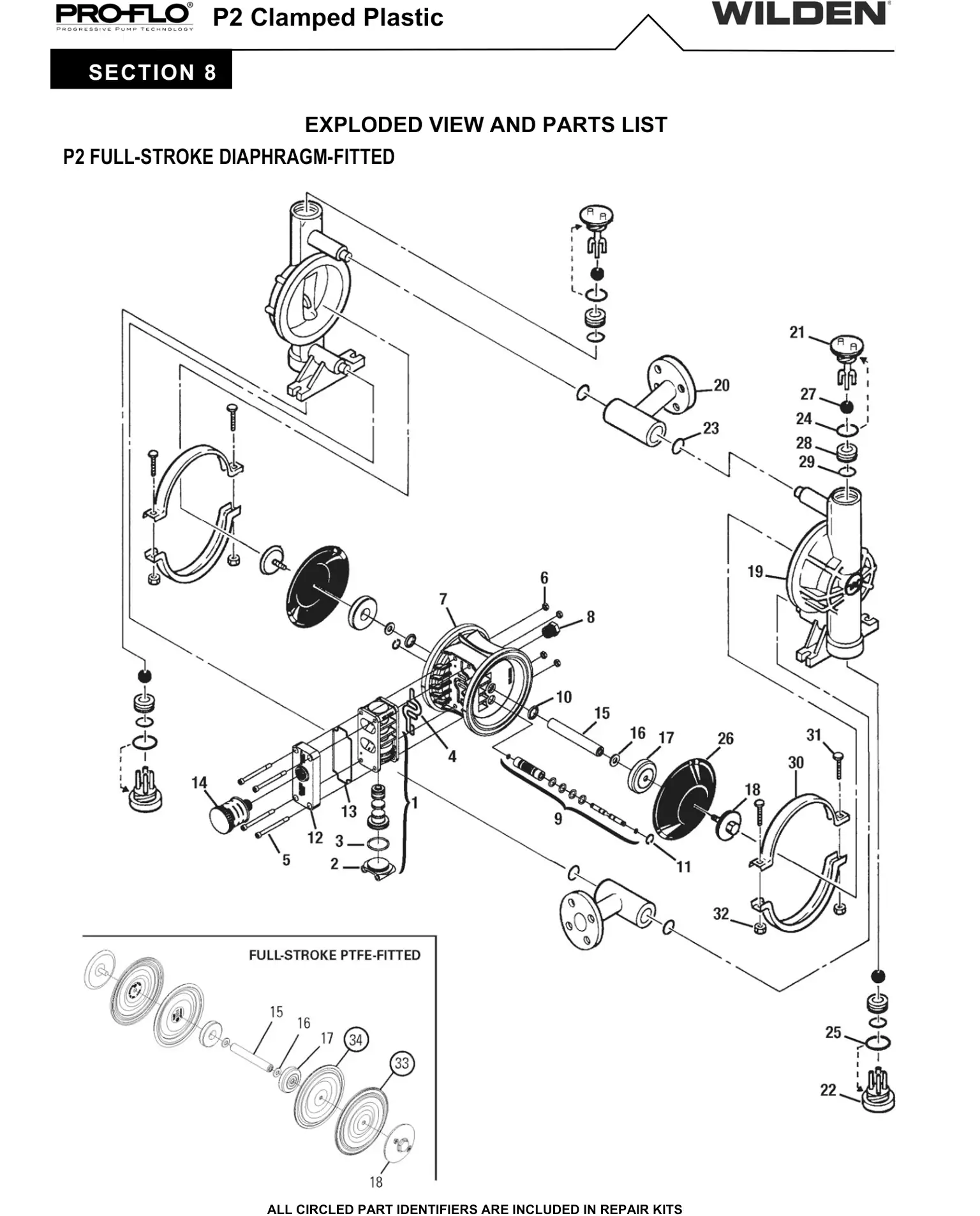 kit WILDEN modelo P2 no metálica