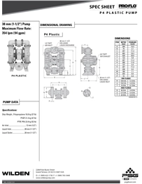 Bomba diafragma WILDEN P4 datos tecnicos