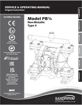 Bomba diafragma Sandpiper PB025 no metalica manual de servicio