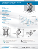 Bomba diafragma Sandpiper T1f FDA datos tecnicos