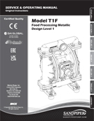 Bomba diafragma Sandpiper T1f FDA acero inoxidable manual de servicio