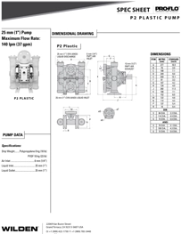 Bomba diafragma WILDEN P2 datos tecnicos