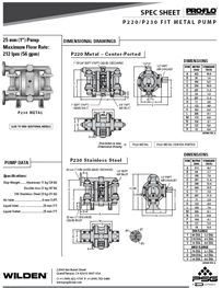 Bomba diafragma WILDEN P220 datos tecnicos
