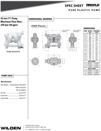 Bomba diafragma WILDEN P220 datos tecnicos