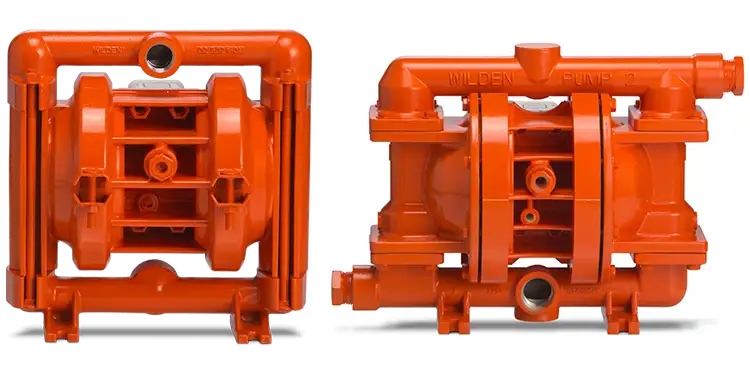 Bomba de doble  diafragma marca WILDEN metálica y plastica de 1/2” pulgada /13 mm